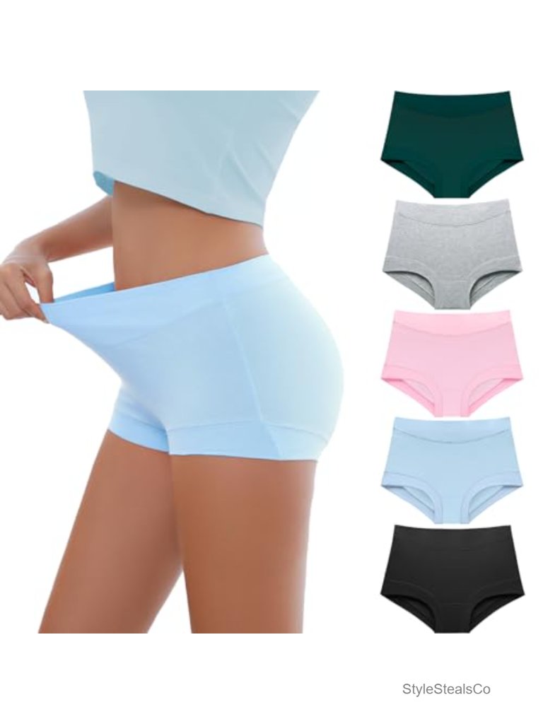 Cotton Boy Shorts For Women, High Waisted Full Coverage Panties